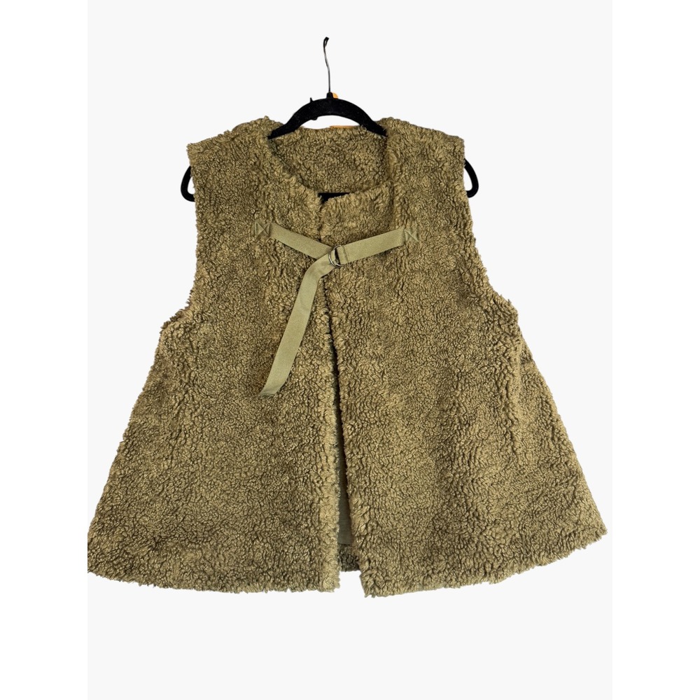 Akemi + Kin Women Olive Green Faux Fur Sherpa Vest D-Ring Strap One Size OS